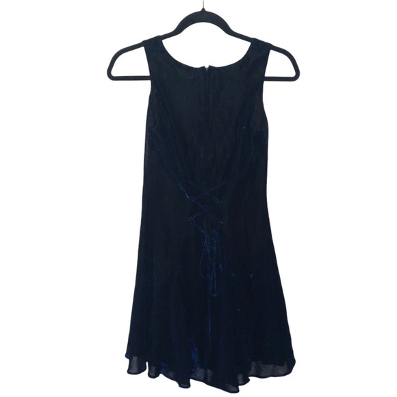 Fit & Flare Dress Shimmer Blue Black Iridescent Be Smart Size 5/6 Fairy HOCO - Picture 4 of 12